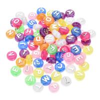 Alphabet Acrylic Beads, Round, DIY & pearlized, multi-colored, 6*10mm, Hole:Approx 2mm, Sold By Bag