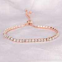 Bracelet d'acier titane, avec strass, bijoux de mode & pour femme, couleur or rose, 19.5cm, Vendu par PC