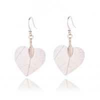 Brass Drop Earring Heart plated for woman nickel lead & cadmium free Sold By Pair
