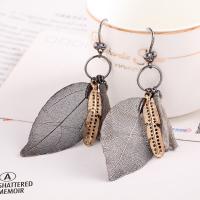 Brass Drop Earring, plumbum black color plated, for woman, nickel, lead & cadmium free, 3cm-5cm, Sold By Pair