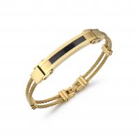 Acier titane bracelet, avec Fibre de carbone, Placage de couleur d'or, pour homme, 205x8mm, Vendu par brin