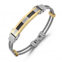Titanium Steel Bracelet, with Carbon Fibre, plated, for man, more colors for choice, 205x8mm, Sold By Strand