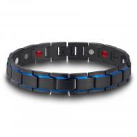 Titanium Steel Bracelet, with Magnet, plated, for man, black, 215x12mm, Sold By Strand