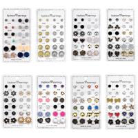 Zinc Alloy Stud Earring Set, forgyldt, forskellige stilarter for valg & emalje & med rhinestone, 120x65mm, 5sæt/PC, Solgt af PC