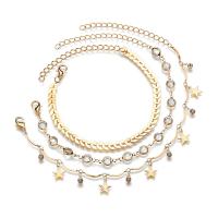 Zinc Alloy Anklet three pieces & for woman & with rhinestone nickel lead & cadmium free Sold By Set