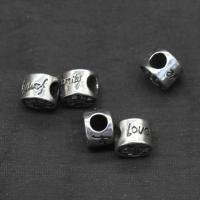 Stainless Steel Large Hole Beads, plated, DIY, silver color, 9.6*8mm, Hole:Approx 5mm, 100PCs/Bag, Sold By Bag
