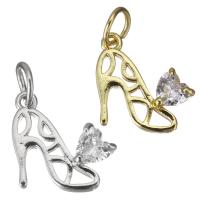 Cubic Zirconia Micro Pave Brass Pendant Shoes plated micro pave cubic zirconia & hollow Approx 3.5mm Sold By Lot