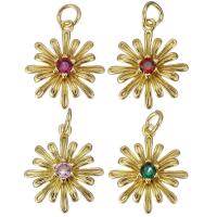 Cubic Zirconia Micro Pave Brass Pendant Flower gold color plated micro pave cubic zirconia Approx 3.5mm Sold By Lot