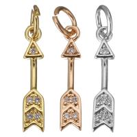 Cubic Zirconia Micro Pave Brass Pendant, Arrow, plated, micro pave cubic zirconia, more colors for choice, 3x17x1.50mm, Hole:Approx 3.5mm, 30PCs/Lot, Sold By Lot