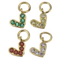 Cubic Zirconia Micro Pave Brass Pendant, Heart, gold color plated, micro pave cubic zirconia, more colors for choice, 6x8x2mm, Hole:Approx 3.5mm, 30PCs/Lot, Sold By Lot