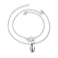 Tibetan Style Anklet, silver color plated, for woman, Sold By Set