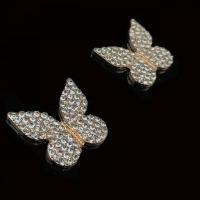 Zinc Alloy Jewelry Cabochons with Rhinestone Butterfly DIY golden Sold By PC