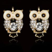 Zinc Alloy Rhinestone Pendants with Rhinestone Owl DIY golden Sold By Bag