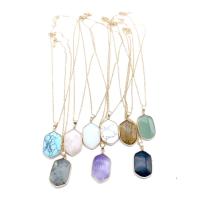 Collier bijoux de pierre gemme, laiton, avec Obsidienne, bijoux de mode & unisexe, plus de couleurs à choisir,  20X30MM, Vendu par brin