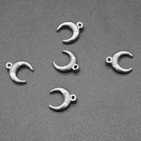 Stainless Steel Pendants Moon plated DIY silver color 15*16*4mm Sold By Bag