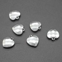 Stainless Steel Heart Pendants, plated, DIY & faceted, silver color, 15*16*5mm, Hole:Approx 0.8mm, 100PCs/Bag, Sold By Bag