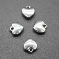 Stainless Steel Heart Pendants, plated, DIY, silver color, 8*9*4mm, Hole:Approx 0.5mm, 100PCs/Bag, Sold By Bag