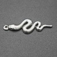 Stainless Steel Pendants, Snake, plated, DIY, silver color, 30*10*2mm, Hole:Approx 0.5mm, 100PCs/Bag, Sold By Bag