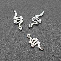 Stainless Steel Jewelry Cabochon, Snake, plated, DIY & faceted, silver color, 15*6*1mm, 100PCs/Bag, Sold By Bag