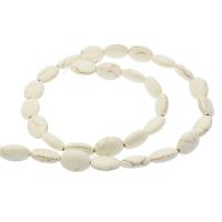 Türkis Perlen, Magnesit, oval, geschnitzt, DIY, weiß, 10x14mm, 28PCs/Strang, verkauft von Strang