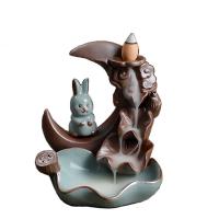 Backflow Incense Burner, Porcelain, plated, for home and office & durable, 115x105x135mm, Sold By PC