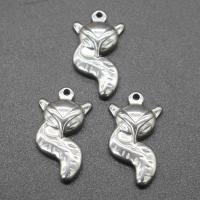 Stainless Steel Pendants, Fox, plated, DIY, silver color, 14*24*4mm, 100PCs/Bag, Sold By Bag