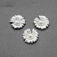 Stainless Steel Jewelry Cabochon, Flower, plated, DIY, silver color, 14*14*1mm, 100PCs/Bag, Sold By Bag