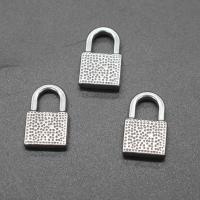 Stainless Steel Pendants Lock plated DIY silver color 13*20*4mmuff0c7*7mm Sold By Bag