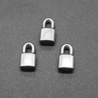 Stainless Steel Pendants, Lock, plated, DIY, silver color, 8*13*15mm, Hole:Approx 3*5mm, 100PCs/Bag, Sold By Bag