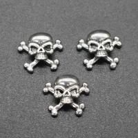 Stainless Steel Jewelry Cabochon, Skull, plated, DIY, silver color, 14*13*4mm, 100PCs/Bag, Sold By Bag