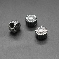 Edelstahl-Perlen mit großem Loch, Edelstahl, Blume, plattiert, DIY, Silberfarbe, 11*11*7mm,, Bohrung:ca. 5mm, 100PCs/Tasche, verkauft von Tasche