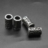 Stainless Steel Large Hole Beads, Column, plated, DIY, silver color, 10*15mm, Hole:Approx 6mm, 100PCs/Bag, Sold By Bag