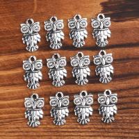 Tibetan Style Pendants, Owl, plated, vintage & DIY, silver color, nickel, lead & cadmium free, 11*19mm, Sold By PC