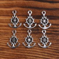 Tibetan Style Ship Wheel & Anchor Pendant, plated, vintage & DIY, silver color, nickel, lead & cadmium free, 14*20mm, Sold By PC