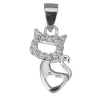 Cubic Zirconia Micro Pave Brass Pendant, Cat, plated, micro pave cubic zirconia & for woman & hollow, 9x15x3mm, Hole:Approx 3.5x4.5mm, 20PCs/Lot, Sold By Lot