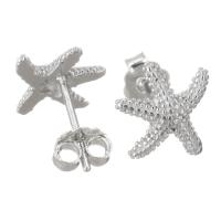 Brass Stud Earring, Starfish, plated, micro pave cubic zirconia & for woman, 8.5x9mm, 20Pairs/Lot, Sold By Lot