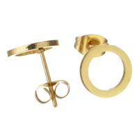 Edelstahl Ohrstecker Set, Stud Ohrring, rund, plattiert, Modeschmuck & für Frau, Goldfarbe, 10mm, verkauft von Paar