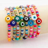 Friendship Bracelet, Polymer Clay, Evil Eye, for woman, more colors for choice, Inner Diameter:Approx 127mm, Sold By Strand
