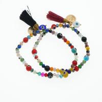Evil Eye Jewelry Bracelet Crystal with Tassel Pendant for woman Inner Approx 127mm Sold By Strand