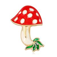 Zinc Alloy Brooches mushroom plated for woman & enamel red Sold By PC