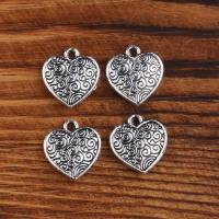 Tibetan Style Heart Pendants, plated, vintage & DIY, silver color, nickel, lead & cadmium free, 14*15mm, Sold By PC