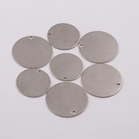 Stainless Steel Tag Charm Round polished DIY silver color nickel lead & cadmium free Sold By PC