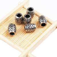 Stainless Steel Large Hole Beads, barrel, polished, vintage & DIY, silver color, nickel, lead & cadmium free, 11*14mm, Hole:Approx 5mm, 50PCs/Bag, Sold By Bag