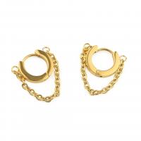 Huggie Hoop Drop Earring, Titanium Steel, gold color plated, for woman, 18x31mm, Sold By Pair