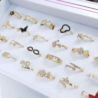 Tibetan Style Ring Set, with Rhinestone, plated, Korean style & mixed ring size, golden, nickel, lead & cadmium free, 17/18/19/20mm, 24PCs/Box, Sold By Box