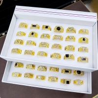 Cink Alloy Ring Set, Cink ötvözet, -val Hegyikristály, galvanizált, Koreai divat & vegyes gyűrű méretét, aranysárga, nikkel, ólom és kadmium mentes, 17/18/19/20mm, 24PC-k/Box, Által értékesített Box