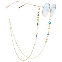 Messing Brillenkette, mit 18 K Gold, 18K vergoldet, Anti-Skidding & Glasmuster Design, goldfarben, 780mm, verkauft von setzen