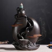 Backflow Incense Burner Porcelain handmade for home and office & durable dark brown 185*125*75mm Sold By PC
