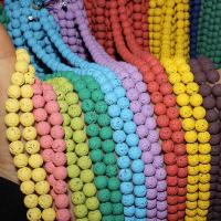 Natural Lava Beads Round plated DIY & candy style Sold By Strand