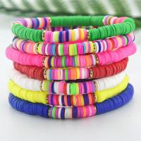 Fashion Armband Sieraden, Polymer Clay, met Messing, mode sieraden & voor vrouw, meer kleuren voor de keuze, 6mm, Verkocht door Strand